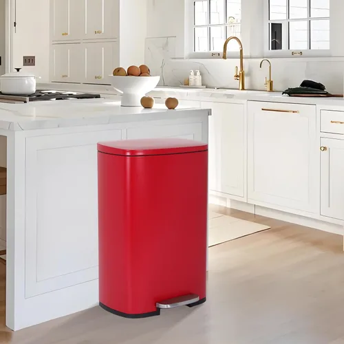 Vista 10 de Basurero de acero inoxidable de 13 galones, cubo de basura con tapa con pedal, cubo interior extraíble, resistente a las huellas dactilares