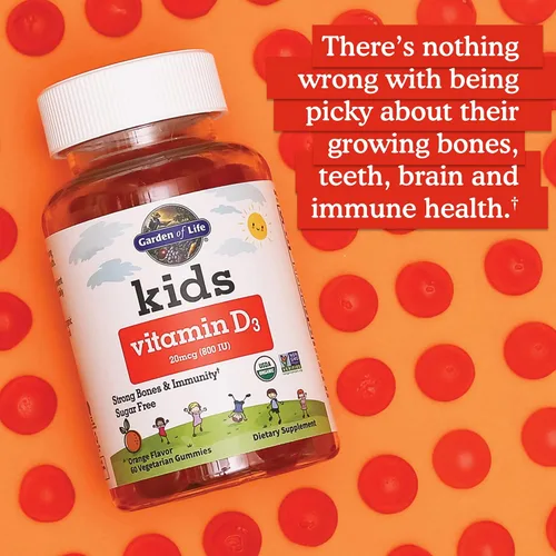 Vista 2 de Garden of Life Gomitas orgánicas de vitamina D3 para niños con 800 UI (100% valor diario) para huesos fuertes, dientes, cerebro e inmunidad – Sin