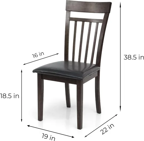 Vista 5 de Juego de cocina de comedor de 3 piezas, mesa cuadrada y 2 sillas cálidas en acabado negro espresso