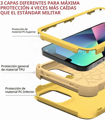 Vista 6 de Diverbox - Funda para iPhone 13 a prueba de golpes y a prueba de gotas y de polvo, resistente funda de protección para el iPhone 13 de Apple