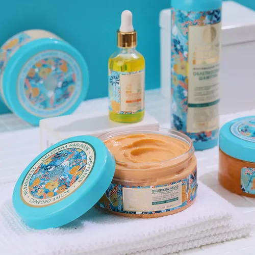 Vista 4 de Siberica Mascarilla restauradora de espino amarillo para cabello dañado, 10.14 onzas