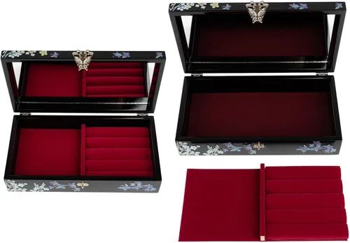 Vista 64 de February Mountain Joyero de nácar con bandeja extraíble para anillos, regalos para mujeres, cumpleaños, boda, Navidad