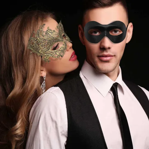 Vista 6 de Máscara de máscaras para mujeres y hombres máscara de pareja para carnaval Halloween máscara de ojos de encaje para fiesta baile de graduación bar