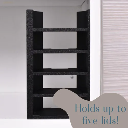 Vista 7 de Organizador de tapa compatible con tapas de tazas Stanley Organizador de 5 tapas para armarios o encimera de cocina Incluye almacenamiento