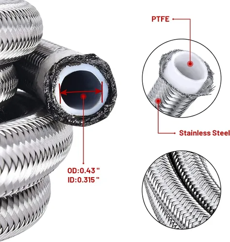 Vista 4 de 6AN 3/8" Kit de Ajuste de Línea de Combustible PTFE LS Swap EFI, Kit de Línea de Combustible PTFE de 25FT, Línea de Inyección de Combustible