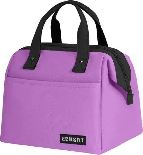 Vista 8 de ECHSRT Lonchera grande aislada para mujeres y hombres, a prueba de fugas, para el trabajo, viajes, adultos, lonchera térmica para oficina, 10 L, Gris