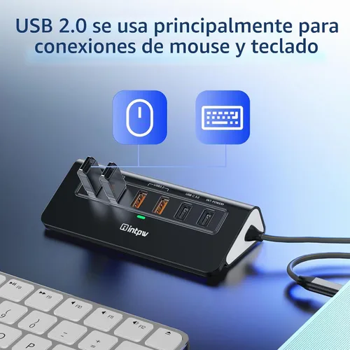 Vista 7 de intpw P9R PRO USB C Hub Ethernet, Estación de acoplamiento USB C de 10Gbps 10-en-1 con HDMI 4K@60Hz, Tipo-C y 2 USB A 3.2 Datos, LAN, 2 USB A 2.0