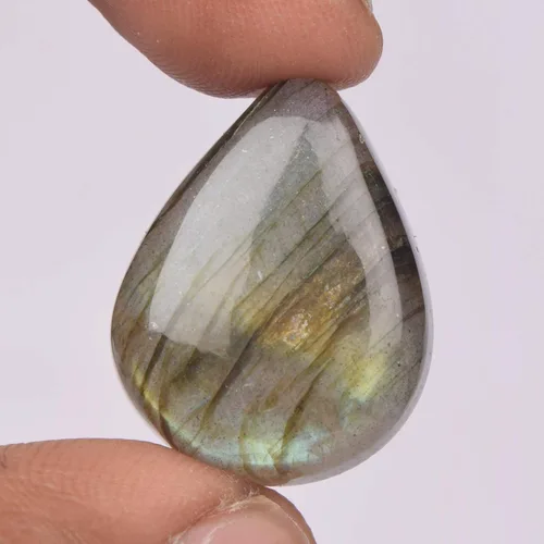 Vista 5 de Piedra preciosa de labradorita natural de cabujón de pera, parte trasera plana, para hacer joyas, certificado de 24,50 quilates