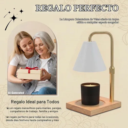 Vista 5 de Lámpara calentadora de velas con temporizador, regalos de cumpleaños C. Blanco