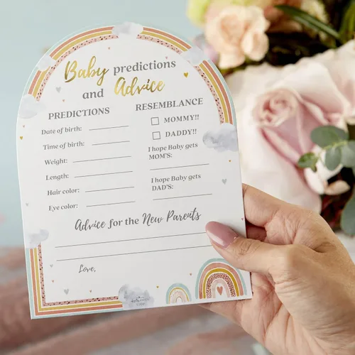 Vista 2 de Kate Aspen Juego de tarjetas de consejos para bebés y baby shower de arcoíris boho (juego de 50)