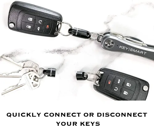 Vista 7 de KeySmart MagConnect - Magnetic Quick Release Keychain Connector Secure Pull-Apart Key Attachment Accessory Black