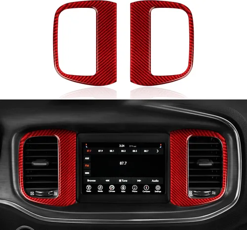 Vista 16 de Para 2011 2012 2013 2014 Dodge Charger Accesorios Consola central Aire Acondicionado Interruptor de Volumen Panel de Fibra de Carbono Pegatina