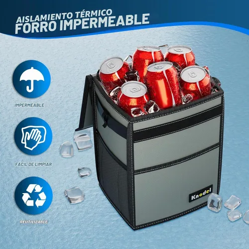 Vista 4 de K KNODEL Basurero para automóvil con tapa, basura para automóvil Gris