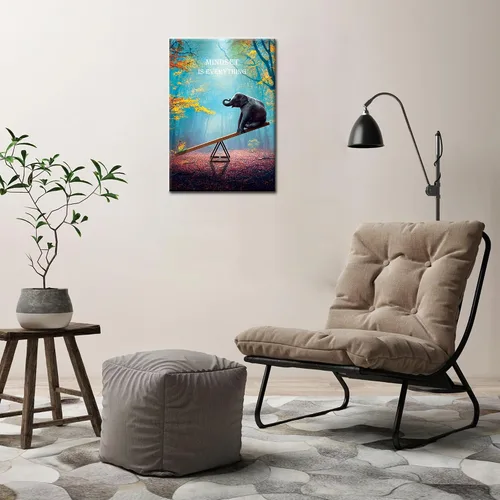 Vista 3 de SKASNFAI Arte de Pared de Elefante Mentalidad Motivación Lienzo de Pared de Oficina Póster de Animales Obra de Arte Enmarcada para Sala de Estar