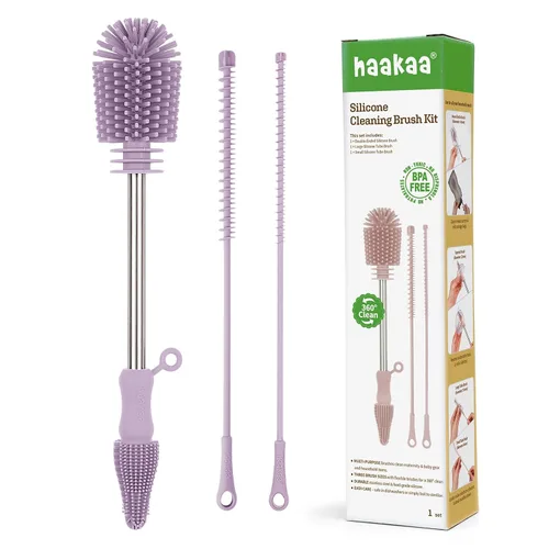 Vista 15 de haakaa Cepillo de Limpieza Cepillo de Silicona para Biberones de Doble Punta con Cerdas Suaves de Silicona para Extractores de Leche Materna
