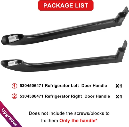 Vista 3 de 5304506471 - Manija de puerta de refrigerador para reemplazar 5304504510 242059503 5304504509 5304486361 manijas negras de puerta izquierda
