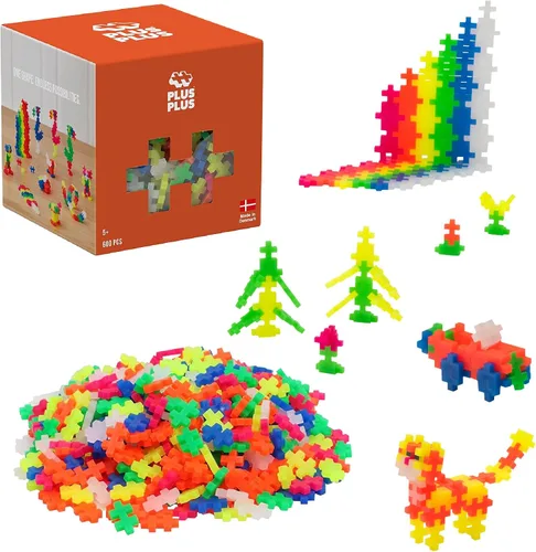Vista 8 de PLUS PLUS - Set de Juego Abierto - 600 Piezas - Mezcla de Colores Básicos, Juego de Construcción STEM, Mini Rompecabezas Encastrables para Niños