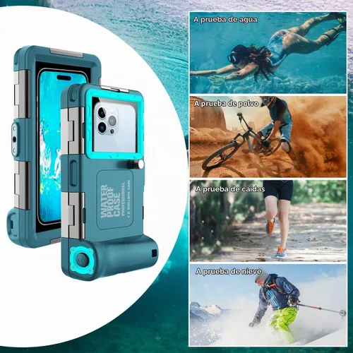 Vista 5 de Prenda impermeable profesional de la caja del teléfono del buceo de buceo Verde azulado
