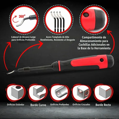 Vista 2 de AFA Tooling - Herramienta de desbarbado extensible de 4 pulgadas con 16 16 cuchillas mixtas