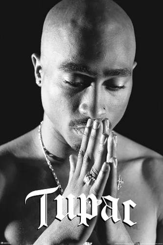 Vista 6 de Póster de Tupac Orando - Arte de pared de 2Pac del hip hop de los 90 con rapero de 12x18