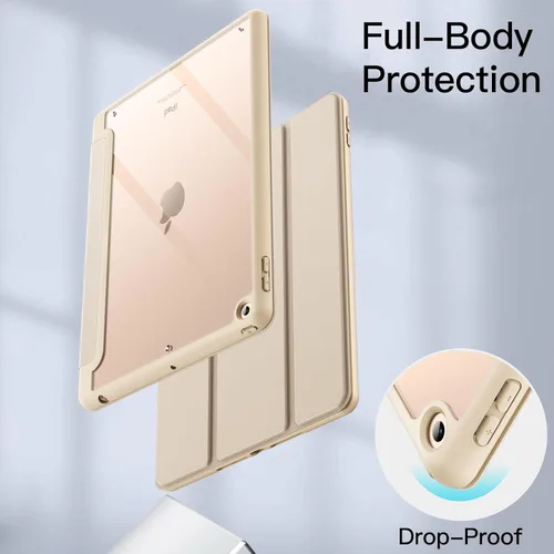 Vista 4 de JETech Funda para iPad de 10.2 pulgadas (9ª/8ª/7ª generación, 2021/2020/2019) con soporte para lápices, carcasa trasera transparente, soporte
