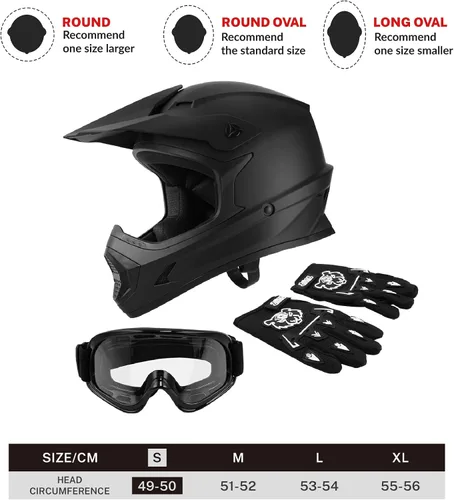 Vista 53 de SLMOTO - Casco DOT para niños y jóvenes, casco de motocross para todoterreno y calle, casco de motocicleta, casco de bicicleta de tierra, motocross