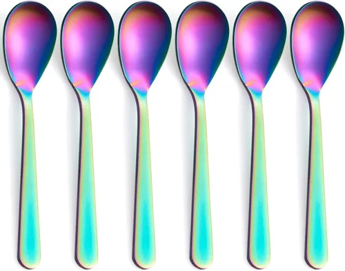 Vista 7 de Cucharas de café expreso Demitasse negro mate, acabado satinado de acero inoxidable, mini cucharaditas, cucharas de azúcar, 4.7 pulgadas, juego de 6