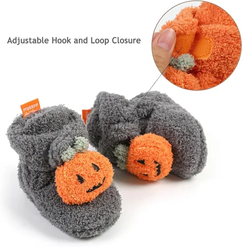 Vista 3 de Timatego Botines para recién nacidos, para bebés, niños y niñas, antideslizantes, suela suave, cálidos, para invierno, para casa, zapatos de cuna