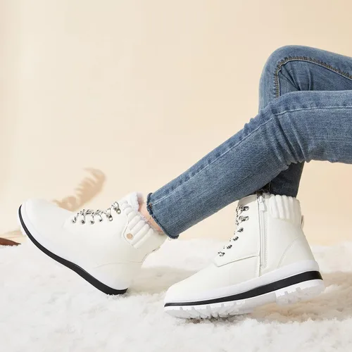 Vista 5 de BABUDOG Botines impermeables para mujer para exteriores (suela antideslizante), botas de combate de moda con cremallera lateral, botas de nieve