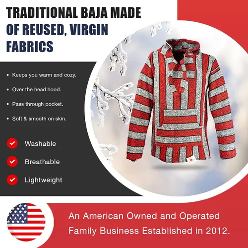 Vista 3 de Funny Guy Mugs Baja - Sudadera de alta calidad con capucha, estilo Jerga Poncho