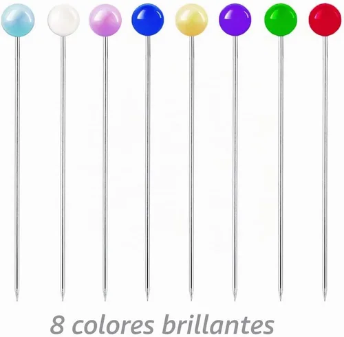 Vista 3 de Benvo 250 alfileres de costura con cabeza de perlas de plástico, alfileres rectos para acolchar de 1.496 in, cabezales de bolas multicolor con caja