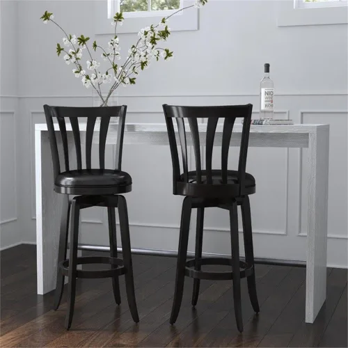 Vista 5 de Hillsdale Savana Taburete de cocina de madera, 29.5 pulgadas de alto, negro