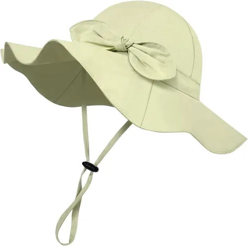 Vista 26 de Sombrero de sol para bebé niña con UPF 50+ sombrero de playa ajustable para exteriores con ala ancha Beige
