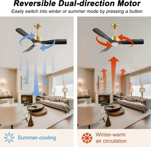 Vista 6 de OFANTOP - Ventilador de techo de 52 pulgadas con motor CC silencioso de alto CFM, luces, control remoto, listado ETL, ventilador inteligente moderno