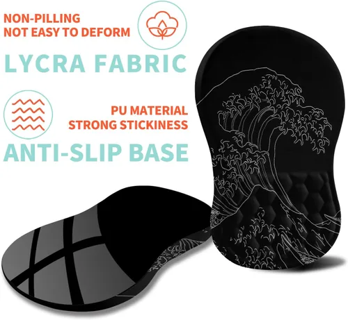Vista 6 de Alfombrilla ergonómica para ratón con soporte de muñeca con espuma viscoelástica con protuberancia de masaje, alfombrilla para ratón de alivio