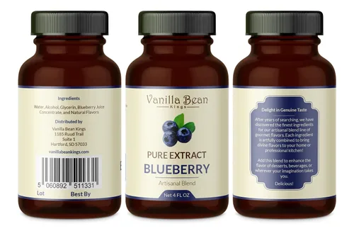 Vista 2 de Extracto puro de arándanos para hornear y saborizar, 4 onzas, sabores naturales de alta calidad para productos horneados, postres y cocina