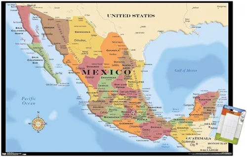 Vista 16 de Trends International Map - Póster de pared de México, 14.725" x 22.375", versión con marco de madera de granero
