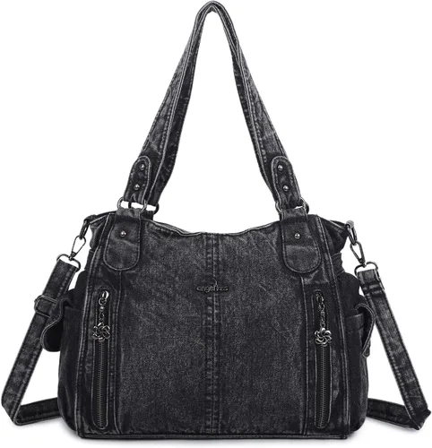 Vista 17 de Angel Kiss Bolsos para mujer con tiras en la parte superior, bolso estilo Hobo, bolsas de hombro espaciosas y casuales, cartera estilo Tote de PU