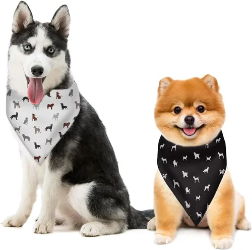 Vista 5 de Howilath Bandana con estampado de murciélago y luna para perro, baberos triangulares, bufanda clásica para mascotas, pañuelo, suministros