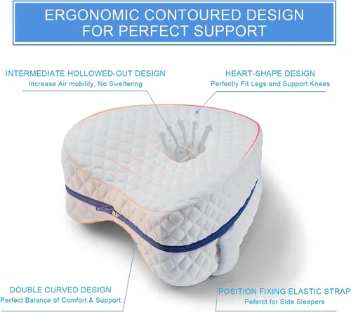 Vista 3 de BEAUTRIP Almohada de rodilla para dormir de lado, almohadón de espuma viscoelástica con contorno de cuña, cojín de apoyo con funda lavable