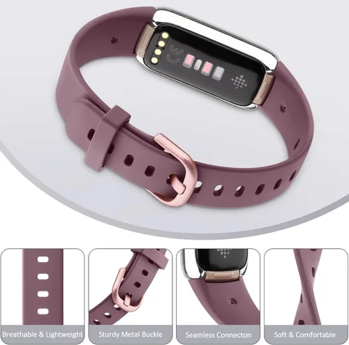 Vista 3 de 8 Pack Bands Compatible with Fitbit Luxe Bands for Women Men, Soft Silicone Wristband Replacement Strap for Fitbit Luxe Fitness and Wellness Tracker