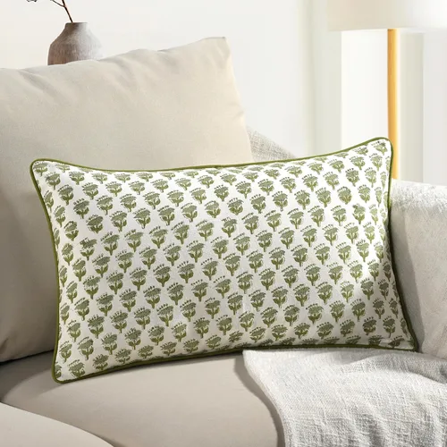 Vista 17 de CPC Funda de Cojín Verde Ágata 100% Algodón con Estampado en Bloque 12x20 pulgadas, Funda de Almohada Floral Boho Hecha a Mano, Ropa de Cama