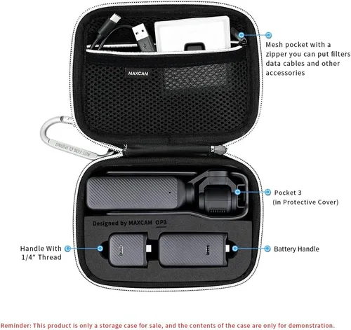 Vista 2 de MAXCAM Estuche pequeño de transporte compatible con Osmo Pocket 3