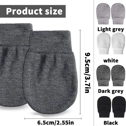 Vista 2 de 16 pares de guantes de algodón para recién nacidos, guantes suaves que no rayan, unisex, juego de guantes para bebés de 0 a 6 meses (4 colores)