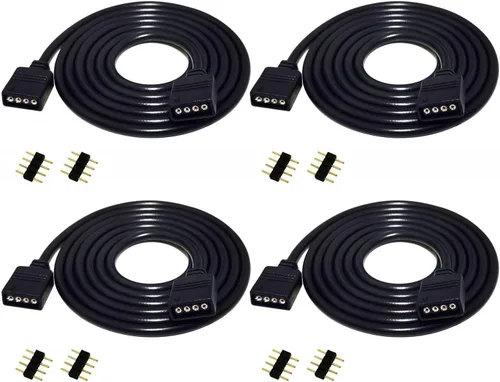 Vista 6 de Cable de extensión de tira LED RGB de 3.3 ft, 3.3 pies, 4 pines, cinta LED, cable de extensión de cinta LED, extensor de banda LED, cable
