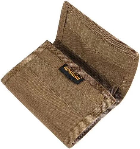 Vista 4 de EXCELLENT ELITE SPANKER Cartera triple de nailon para hombre, tarjetero táctico militar con bolsillo para monedas, cartera al aire libre, Marrón