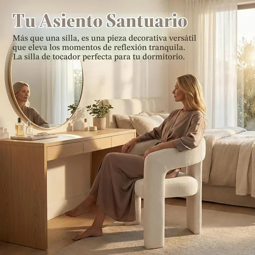Vista 4 de Hyfirm Sillas de Comedor Modernas Tipo Barril Juego de 1, Cómoda Silla de Comedor de Acento Tapizada en Chenilla con Brazo para Cocina Sala de Estar