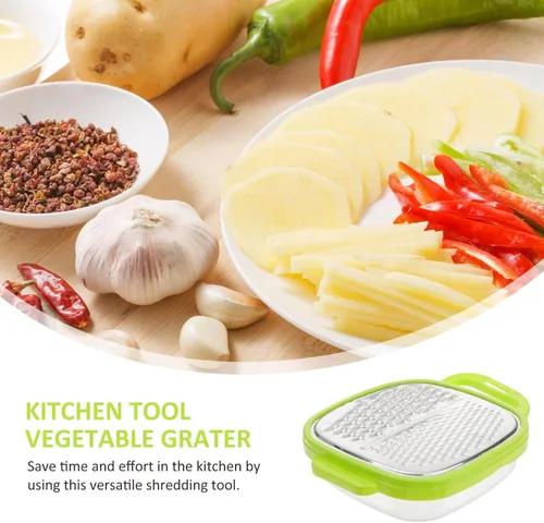 Vista 6 de BESTONZON Rallador de queso 2 en 1 para cocina con caja, rallador de verduras con recipiente de almacenamiento con mango