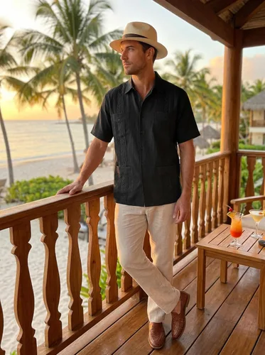 Vista 3 de MAXJON Camisas de guayabera para hombre, camisas cubanas de manga corta