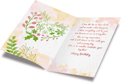 Vista 2 de Prime Greetings Tarjeta romántica de cumpleaños para esposa, hecha en Estados Unidos, ecológica, tarjeta gruesa con sobre de alta calidad de 5 x